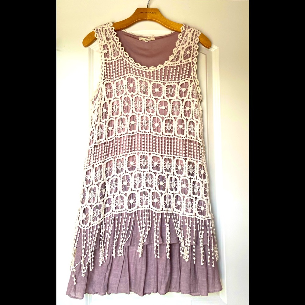 Plum & Cream overlay knee length dress